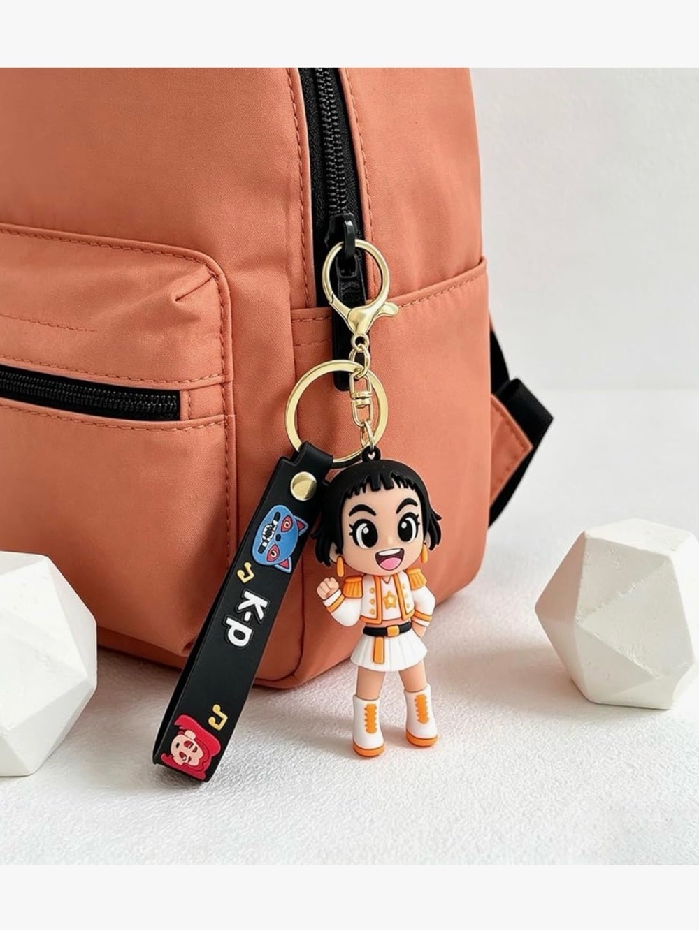 Orange Cartoon Character Kids Backpack Keychain Charm